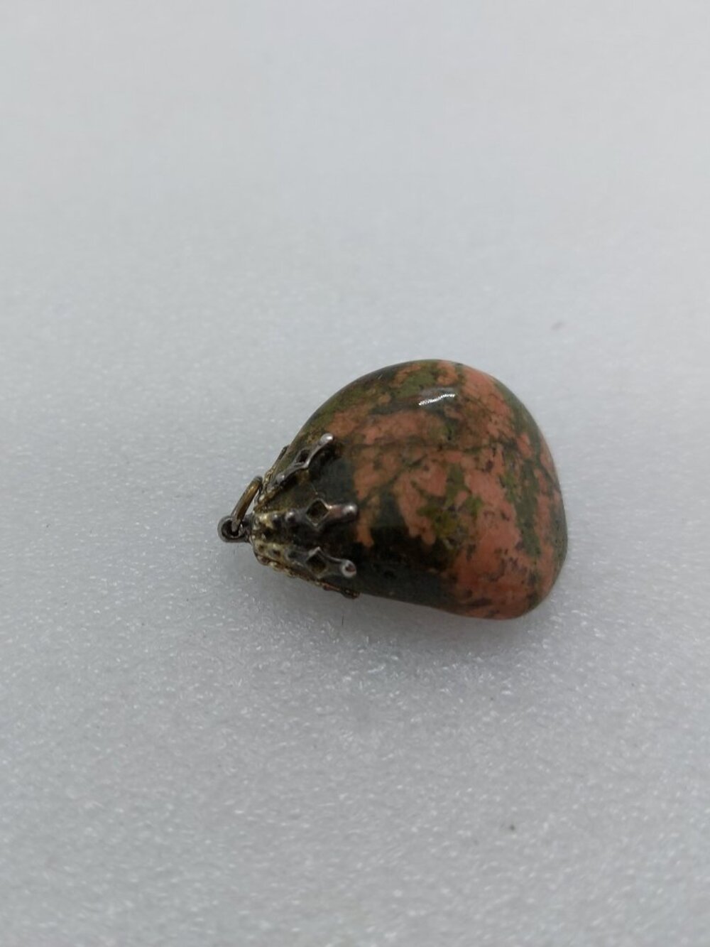 Vintage Unakite Necklace Polished Gemstone Pendant